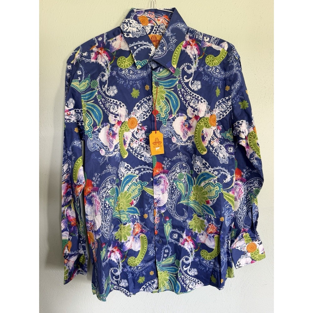 Robert Lewis 100% Cotton Fine Printed Shirt paisley floral Downtown Esquire L